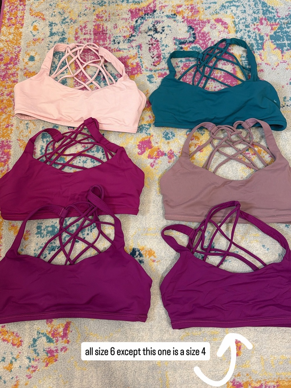lululemon athletica Strappy Sports Bras - Pink, Teal, Mauve & Berry